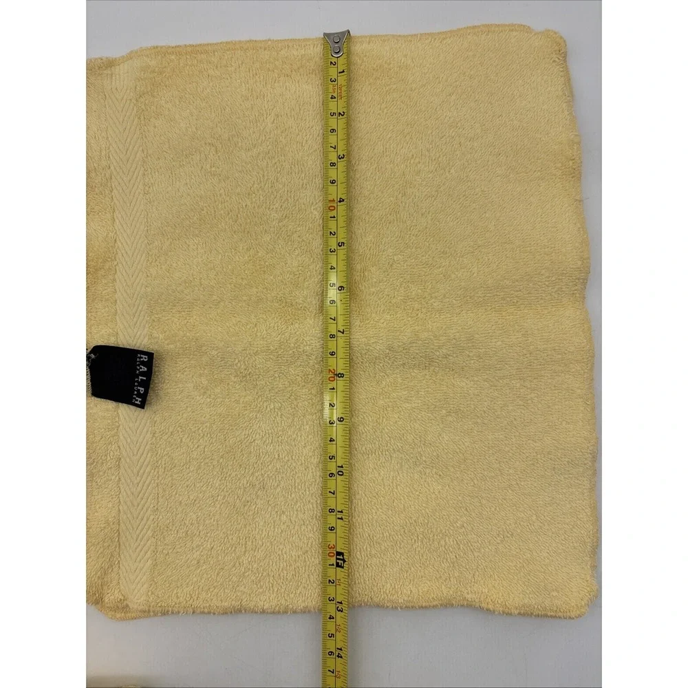 Vintage Ralph Lauren Hand Towel (2) Wash Cloth (2) Black Label Yellow